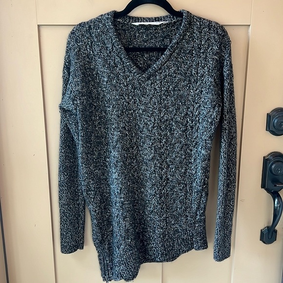 Athleta Northern Lights Asymmetrical Wool Cashmere Marbled Sweater Side Zip Sz S - Picture 2 of 9